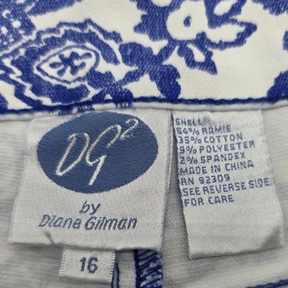 Boho DG2 Diane Gilman Jeans Womens 16 Blue Floral Damask Print Cropped Stretch - Picture 4 of 8